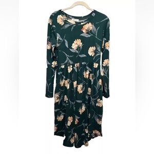 Kayla’s Armoire green floral midi swing dress women’s M cottagecore long sleeve